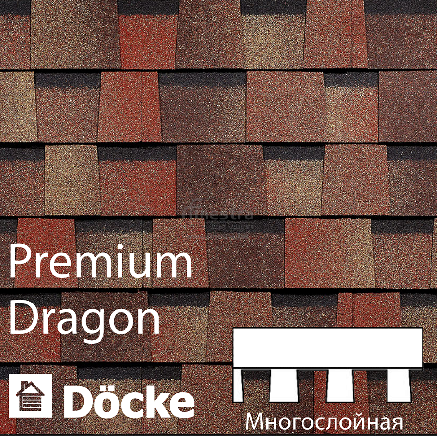 Многослойная ламинированная черепица Docke PIE PREMIUM DRAGON 2.38м2/уп