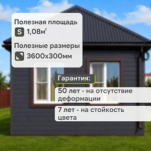 Docke ПРЕМИУМ Сайдинг D6S Брус 3600х300 1.08м2  — Графит