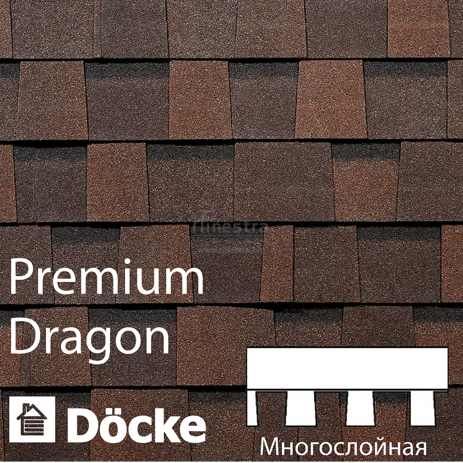 Многослойная ламинированная черепица Docke PIE PREMIUM DRAGON 2.38м2/уп