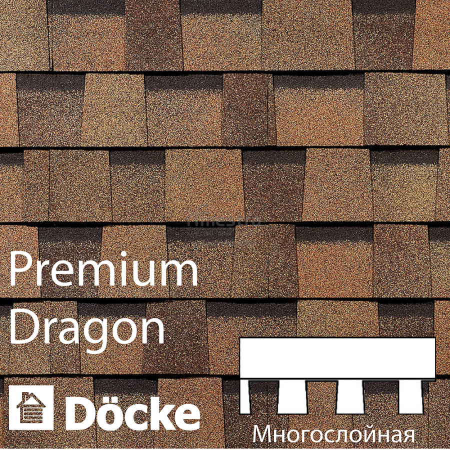 Многослойная ламинированная черепица Docke PIE PREMIUM DRAGON 2.38м2/уп