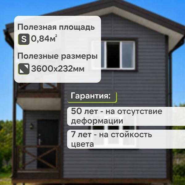Docke ПРЕМИУМ Сайдинг D4.5D 3600х232мм 0.84м2 Графит