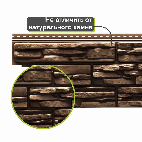 Docke ЛЮКС Сайдинг РОККИ 1787х285мм 0.51м2 Кедровый орех