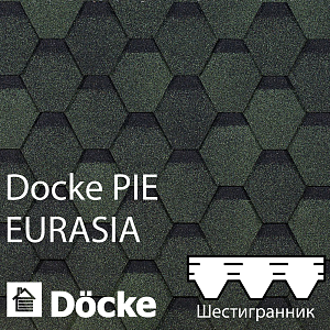 Купить Гибкая черепица Docke PIE EURASIA Шестигранник 3м2/уп Зеленый в Ангарске