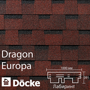 Купить Ламинированная черепица Docke PIE EUROPA DRAGON 2.38м2/уп Красный в Ангарске